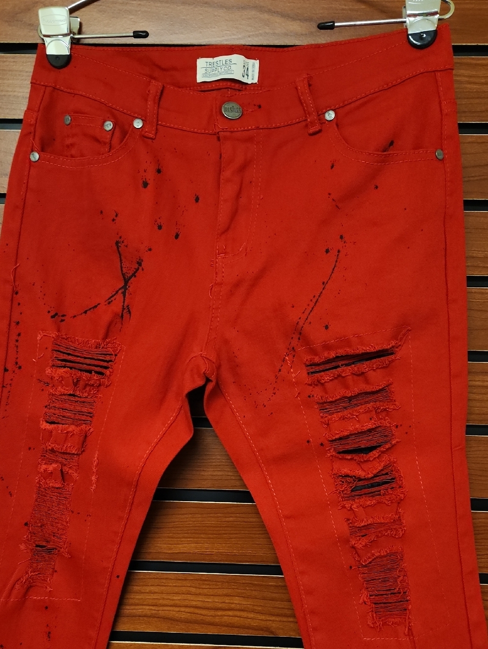 Women's Red High-Rise Jeans